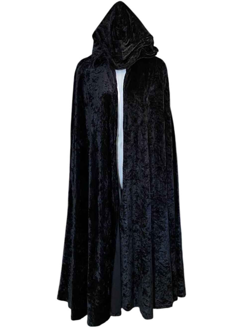 Vintage Black Crushed Velvet Opera Cape Cloak Gothic Witch Vampire Renaissance